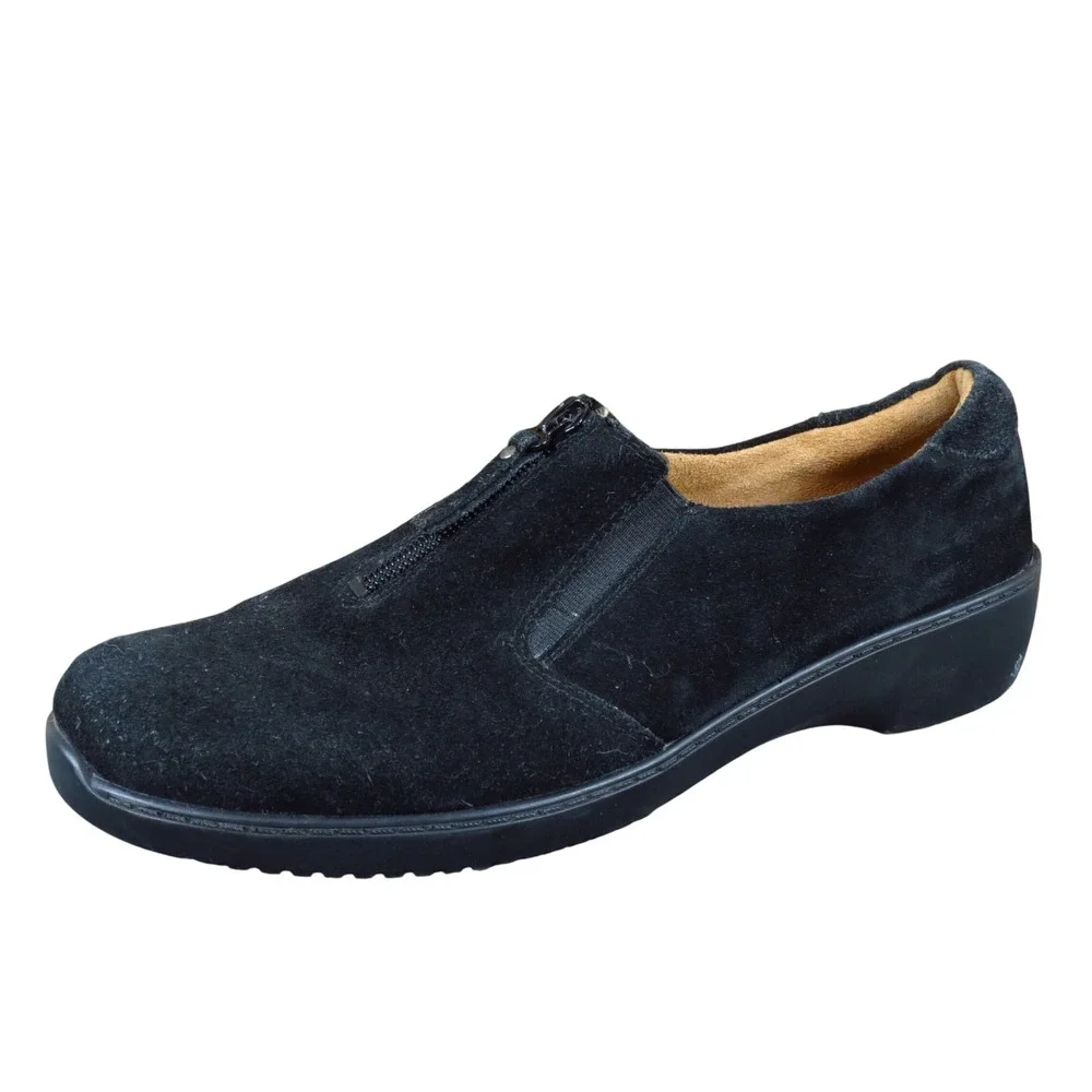 Natural Soul by Naturalizer Luxe Womens Comfort Shoes Sz‎ 9 Black Suede Zipper